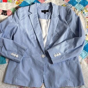 Talbots Light Blue Gingham Blazer